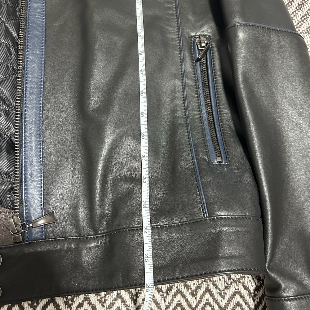 Men's Black Racer Leather Jacket - Picture 6 of 6
